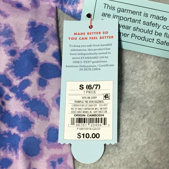 Cat & Jack Girls Nightgown Small 6/7 Pullover Short sleeve Tie-Dye Purple Pink - Picture 5 of 5